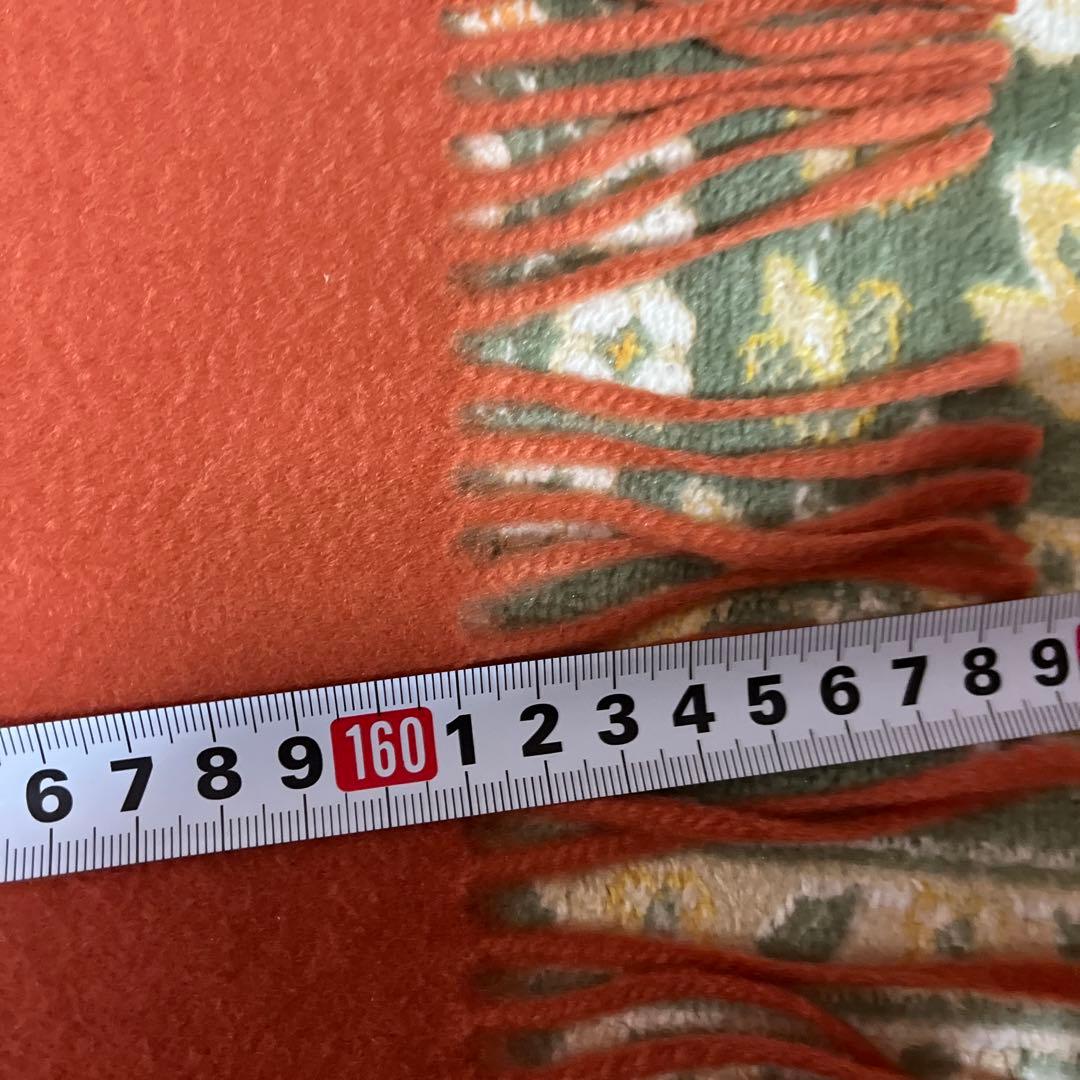 ETRO オレンジ ウール ストール フリンジ付き