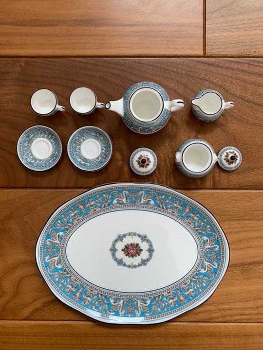 新品 ウェッジウッド フロレンティーン ターコイズ ミニチュア ティーセット