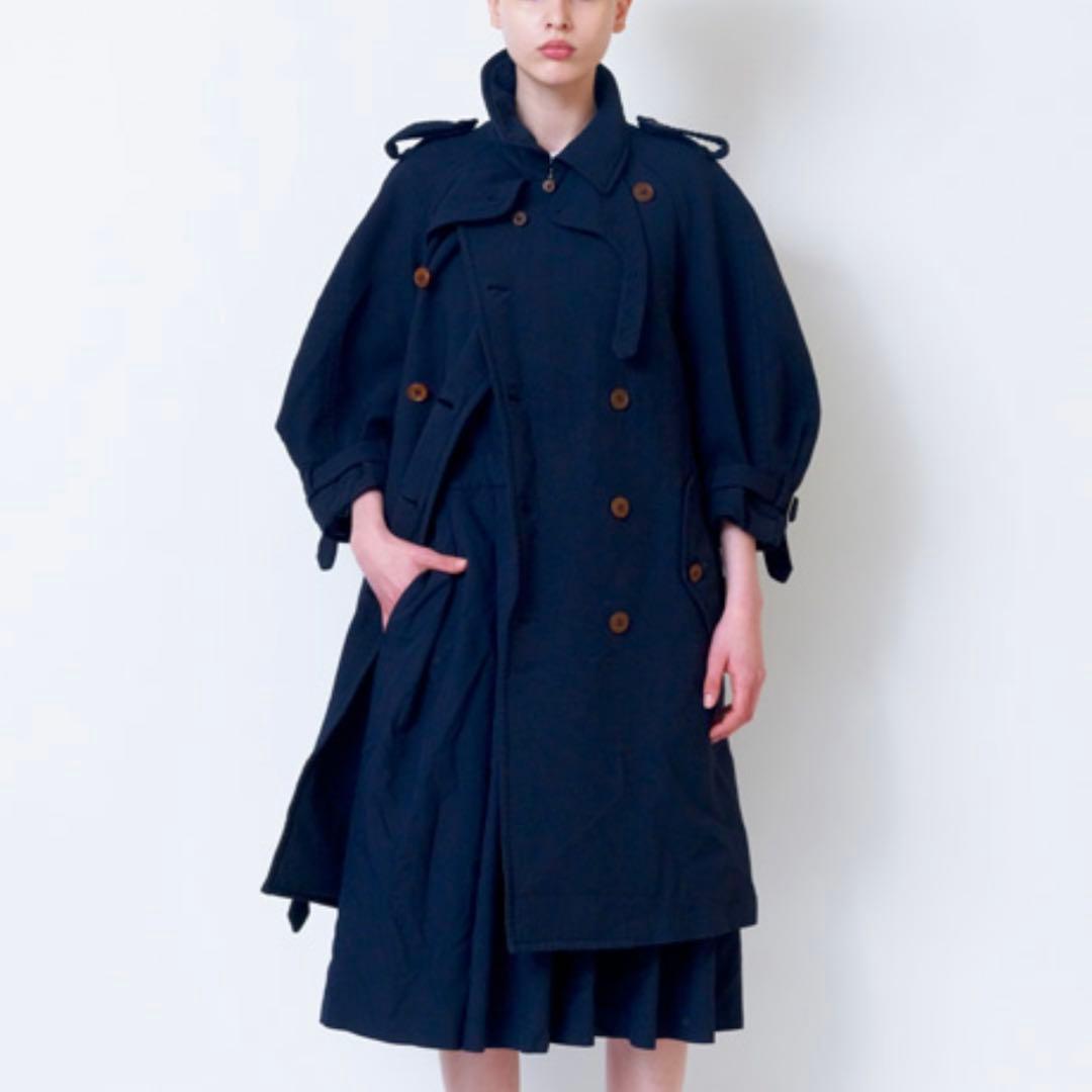 コムデギャルソン コムコム 2016 A/W トレンチコート 黒 XS ポリ縮絨