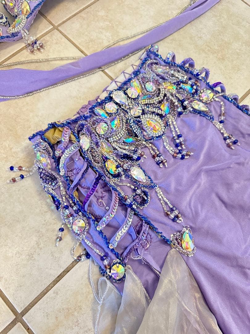 紫色のベリーダンス衣装セット