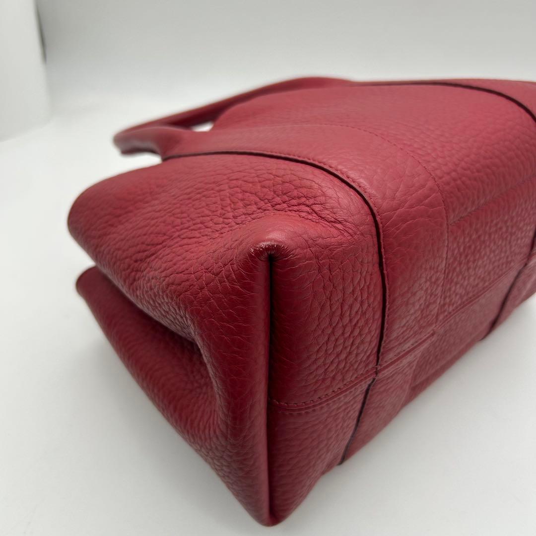 極美品　HIROFU　ヒロフ　クラシッカ　トートバッグ　レザー　赤　肩掛け　自立