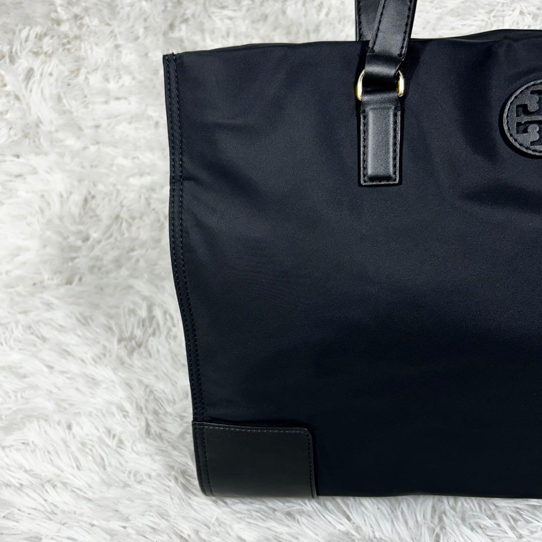 美品✨TORY BURCH ネイビー エラ ナイロントートバッグ ロゴ 大容量