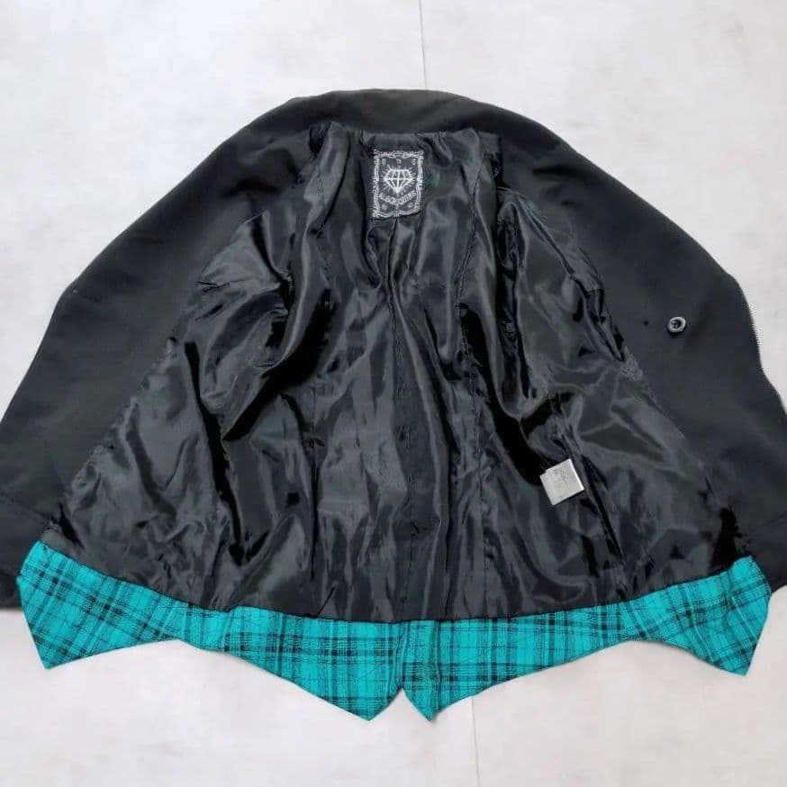 激レア✨️ALGONQUINS チェックライダース 銀ボタン 編み上げ 水色