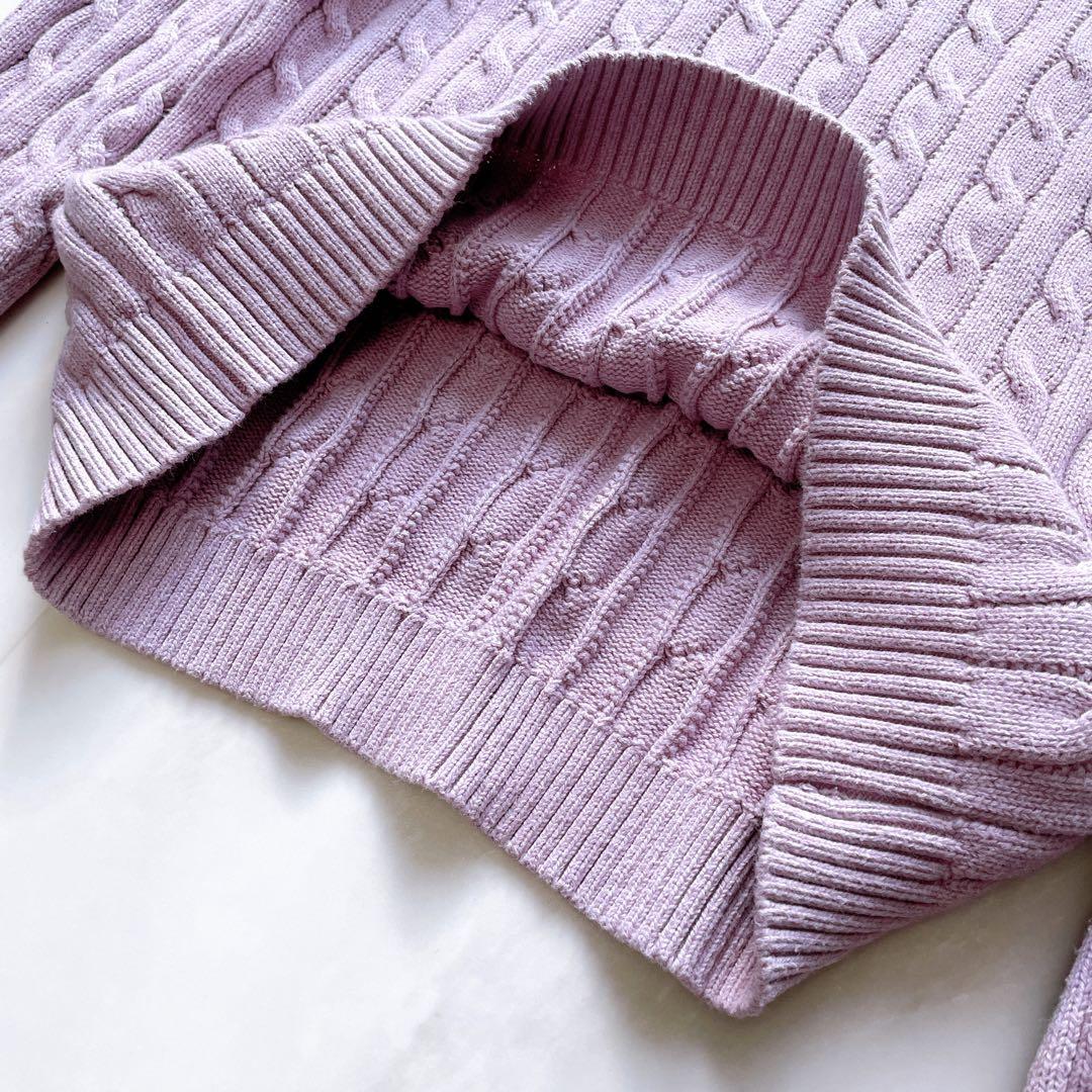 人気✨ローレンラルフローレン ケーブルニット 肩ボタン ワッペン ロゴ L