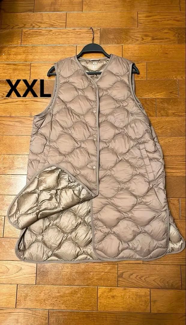 ユニクロ UNIQLO ウルトラライトダウンロングベスト ブラウン XXL
