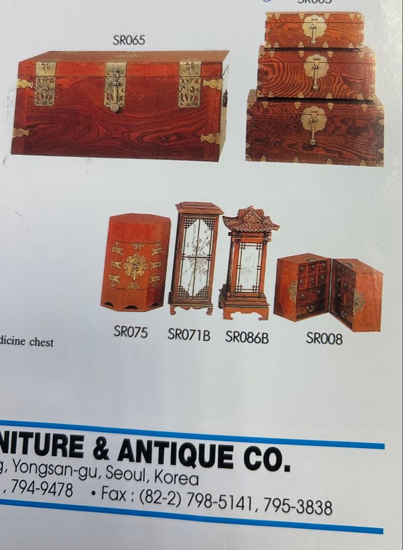 プロフィ要確認MAIYIJUさま専用　李朝家具　三箱 鍵の付いた木製の装飾金具付