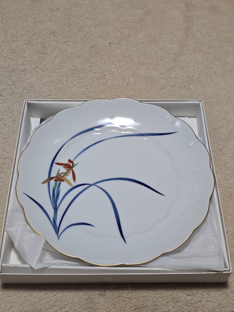 ​【特大31cm】香蘭社 染錦蘭 大皿 有田焼 金縁 飾り皿 盛り皿 高島屋