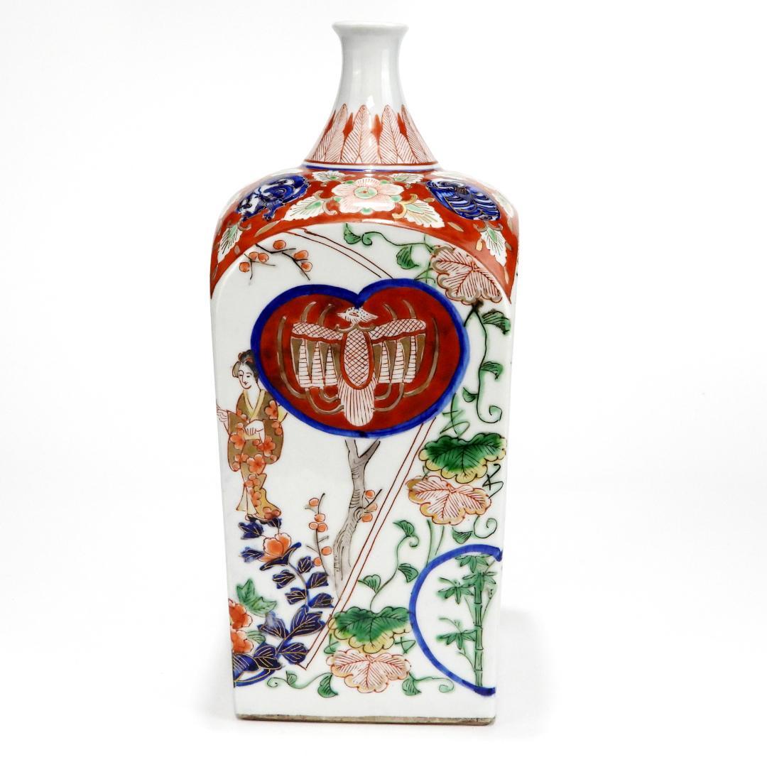 色絵金彩　美人画　角瓶　壷　徳利　一輪挿し　古伊万里