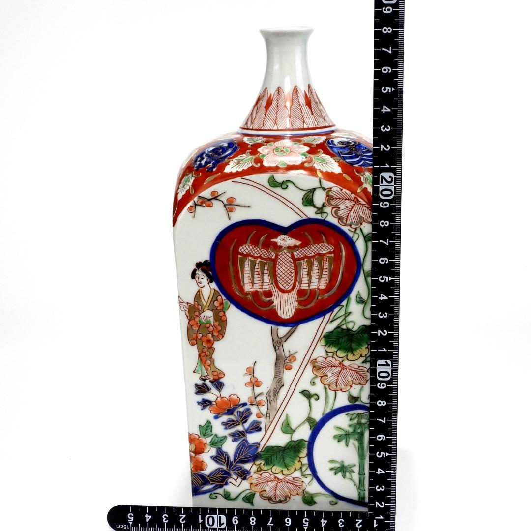 色絵金彩　美人画　角瓶　壷　徳利　一輪挿し　古伊万里