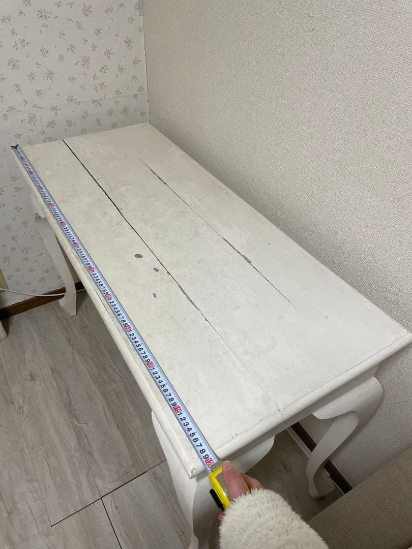 デスク　アンティーク　白　ホワイト　シャビーシック　猫脚　机　フレンチ