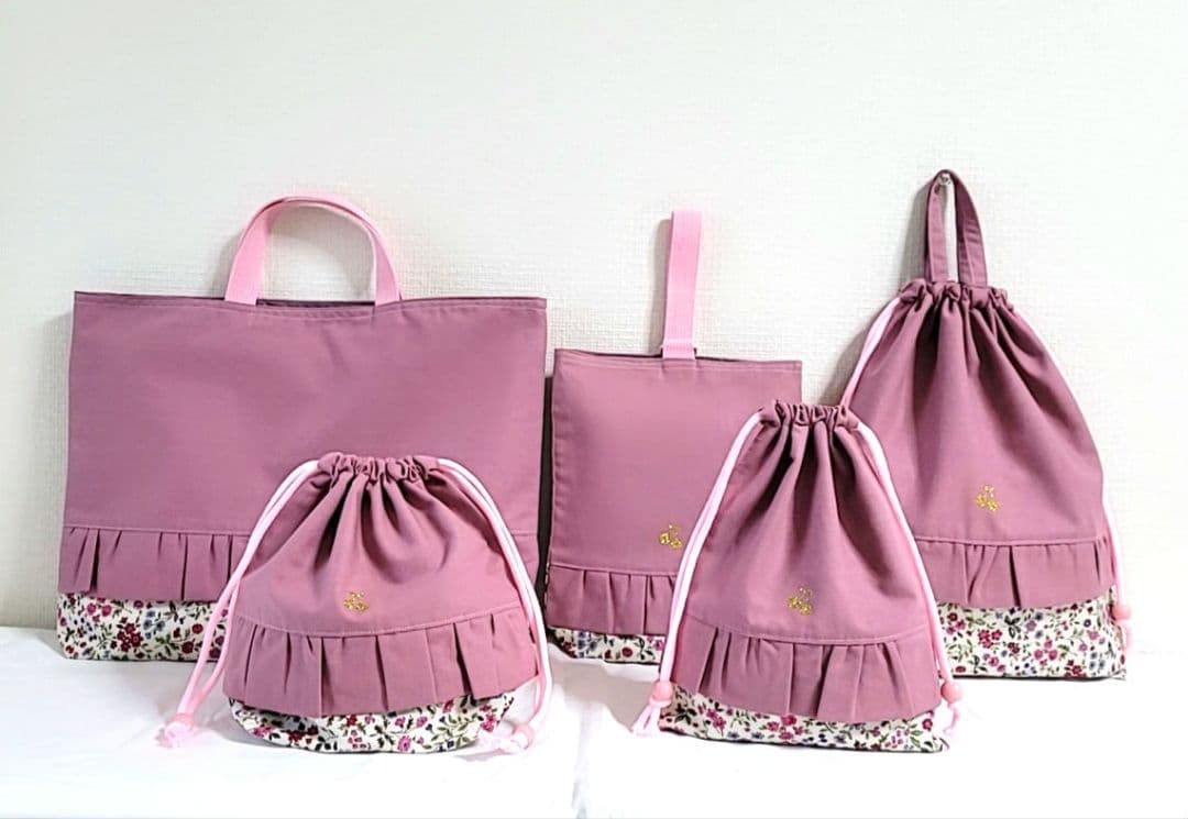 miiyaaaaan　82.入園入学セット　女の子　パープルピンク　花柄