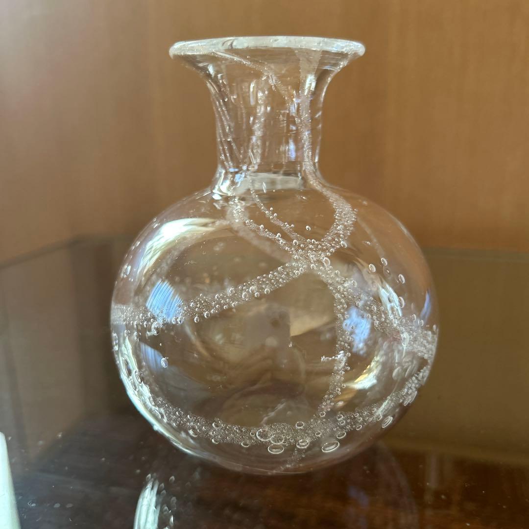 新品◆102荒川尚也　そばちょこ&型徳利　アワガラス気泡3点セット　晴耕社ガラス