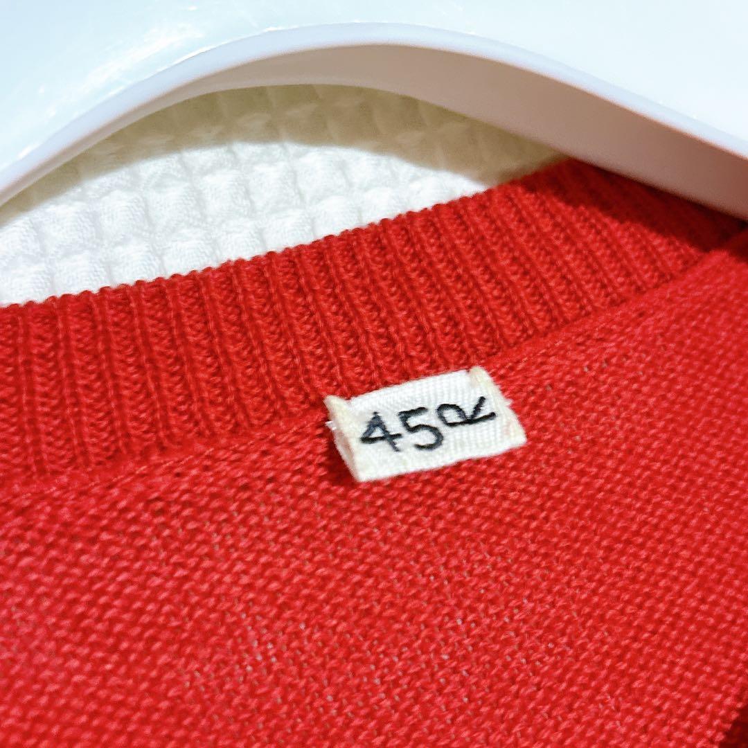 美品✨45R スーピマ超ガーゼポンチョ オーバーサイズ 軽量 赤 ニット 近年