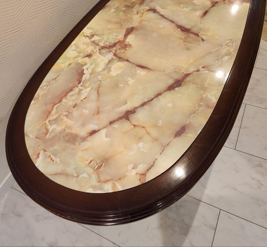 old karimoku オールドカリモク オーバル型ローテーブル　大理石調