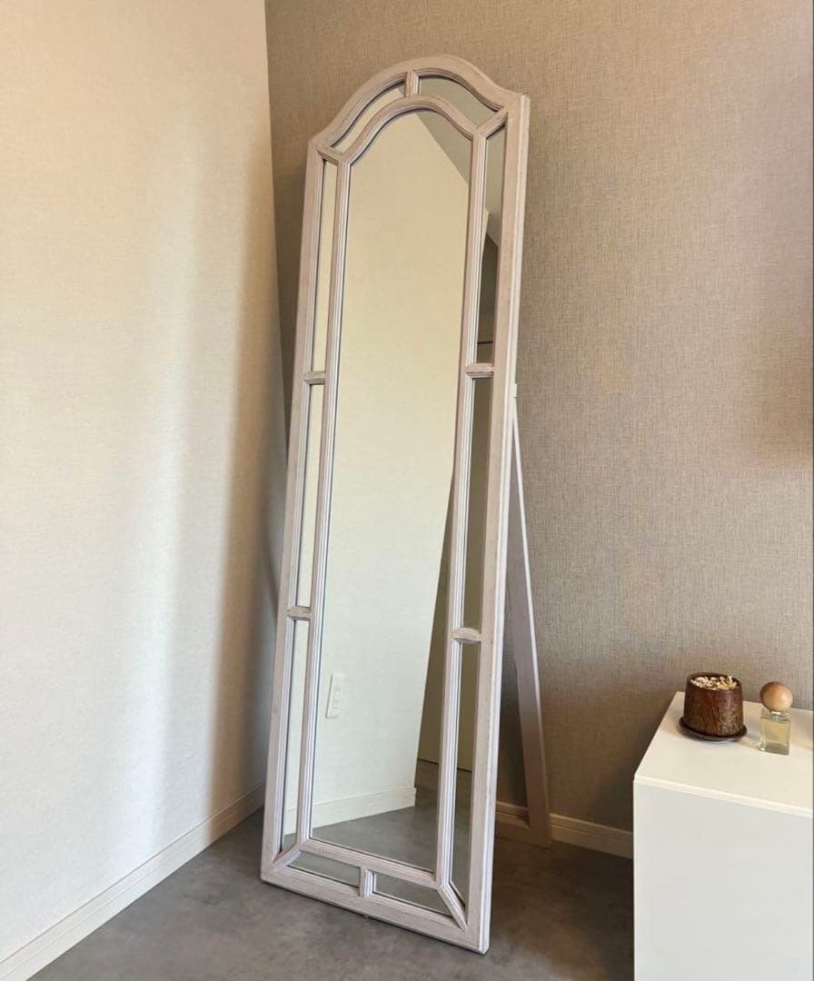 アーチ型　木製スタンドミラー