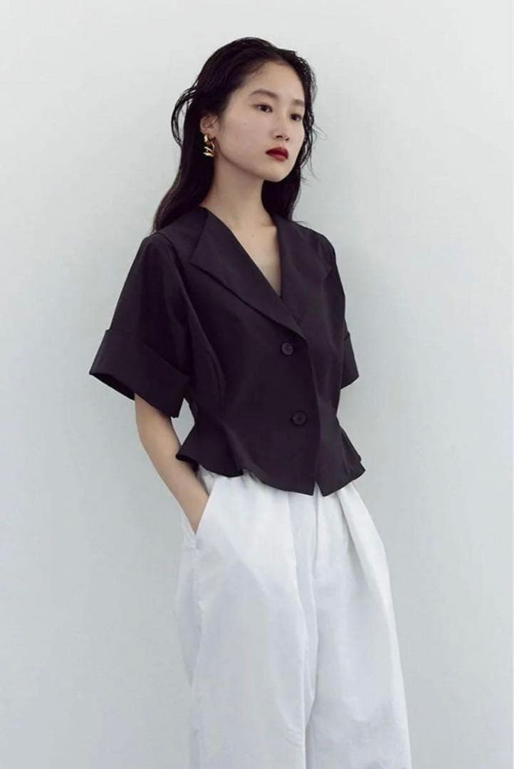 トップス MEER. OPEN COLLAR SHORT SHIRT /CHARCOAL