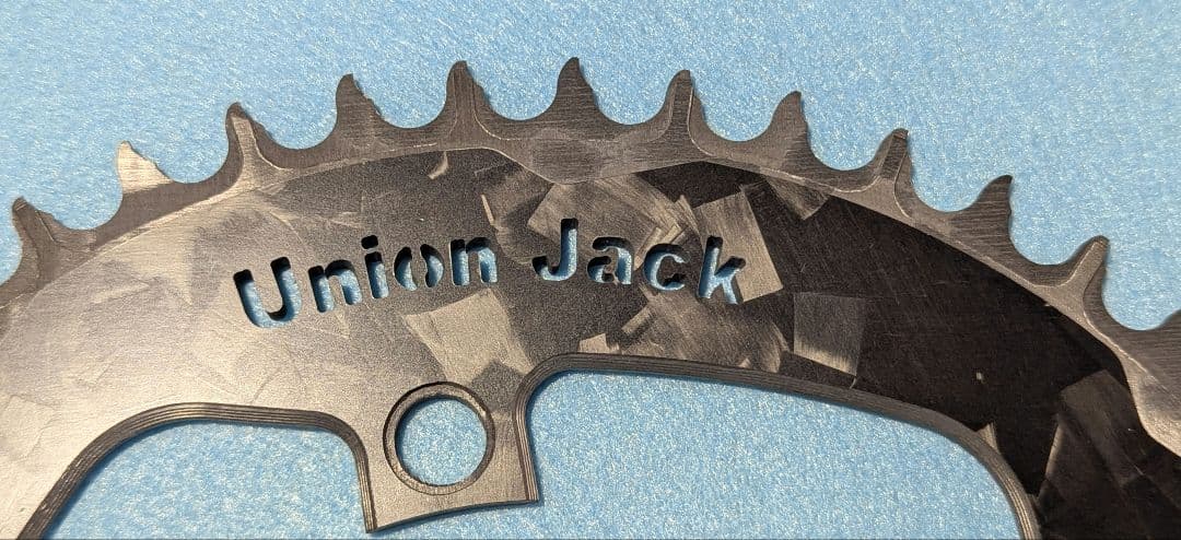 union jack カーボンチェーンリング　結晶模様 52T pcd130