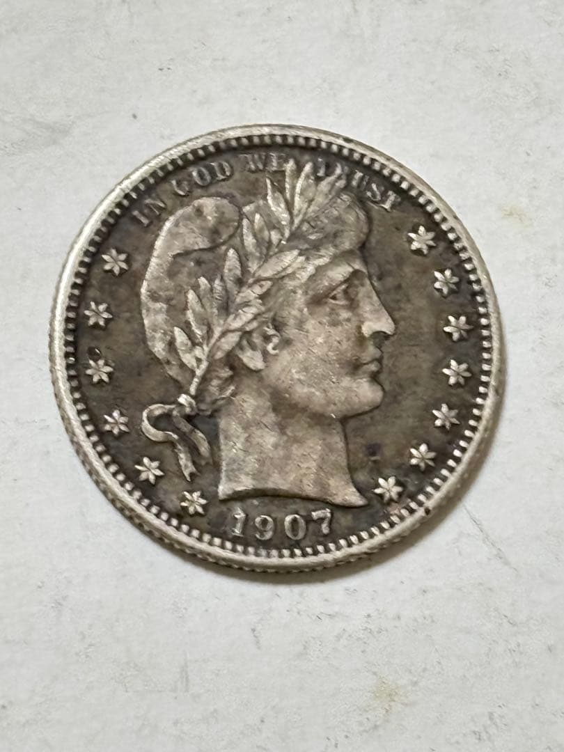 岡*満様 バーバークォーター　1907S 特年　極美品　希少　レア　古銭