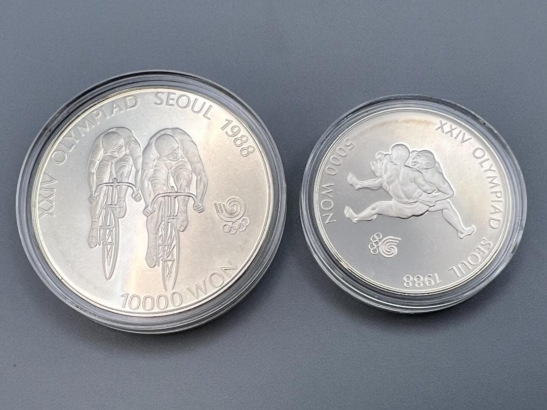 1988年 ソウルオリンピック 記念銀貨 2枚セット　重量約59ｇ(ケース込)