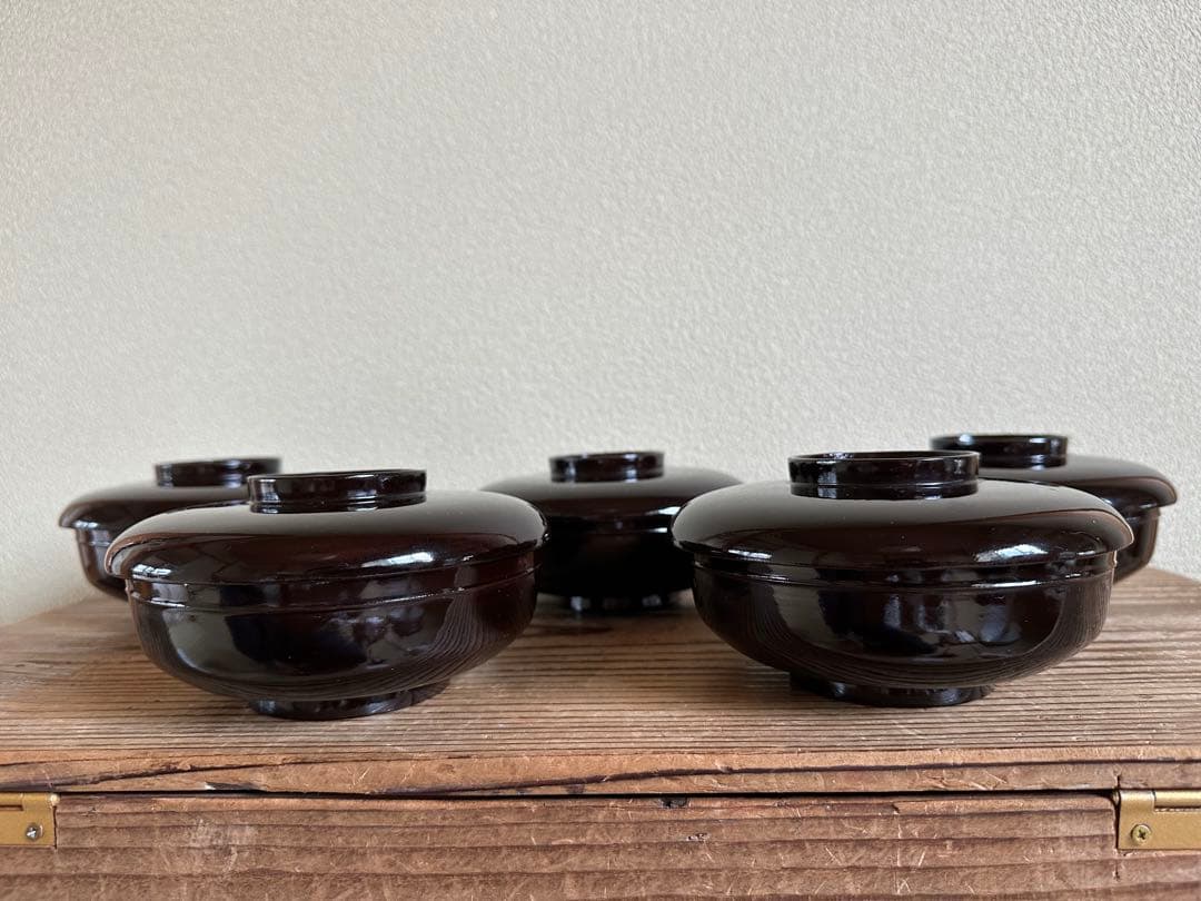 【2月末終了】蓋付き平椀　5客セット