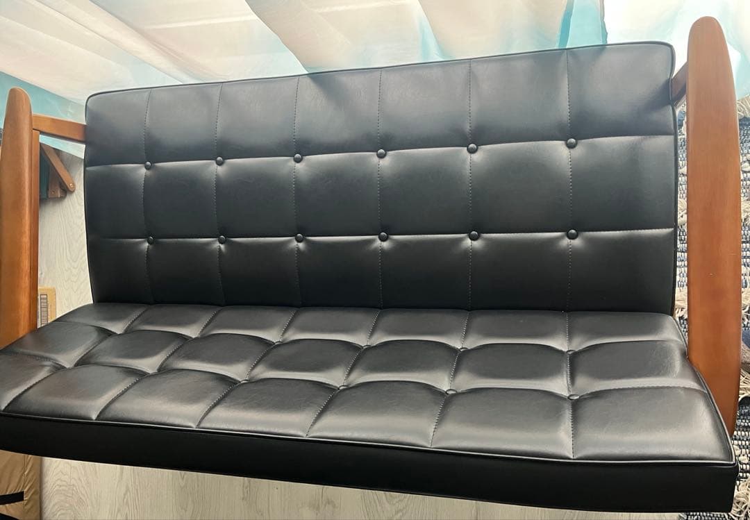 カリモクKチェア2シーター　ブラック