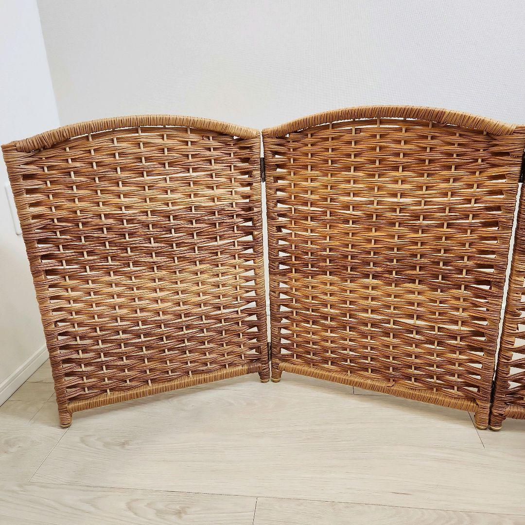 【2個セット】ペピー 軽量ついたてペットゲート ラタン調 折り畳みパーテーション