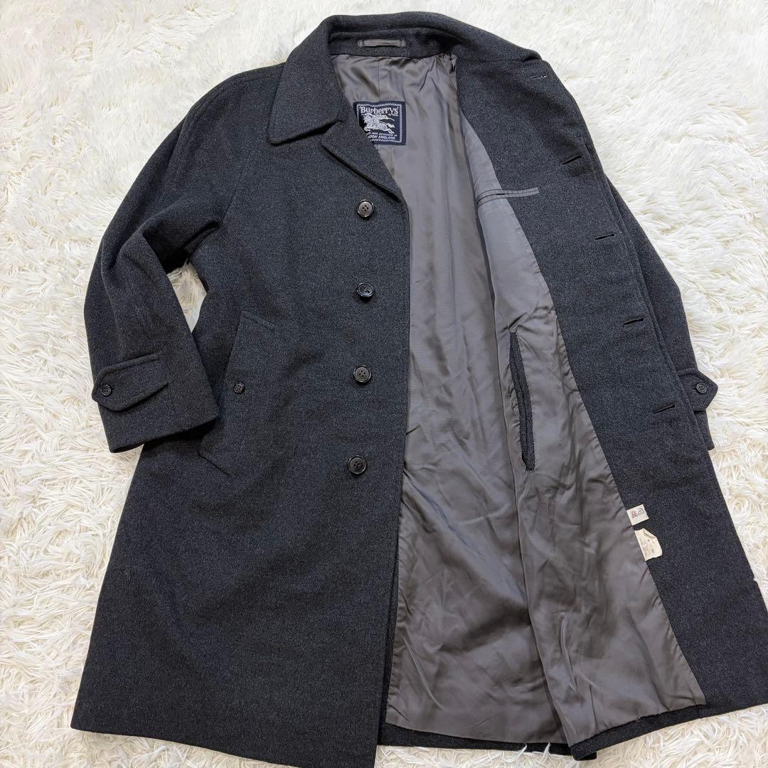 【美品】バーバリーズ カシミヤ50% ステンカラーコート 比翼 ロング グレーS