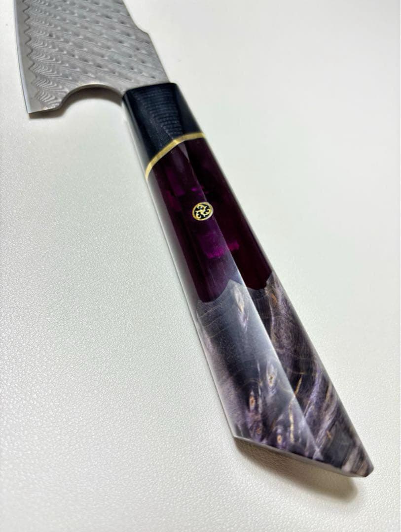 ダマスカスシェフナイフ AUS10 ダマスカス牛刀　210mm 紫