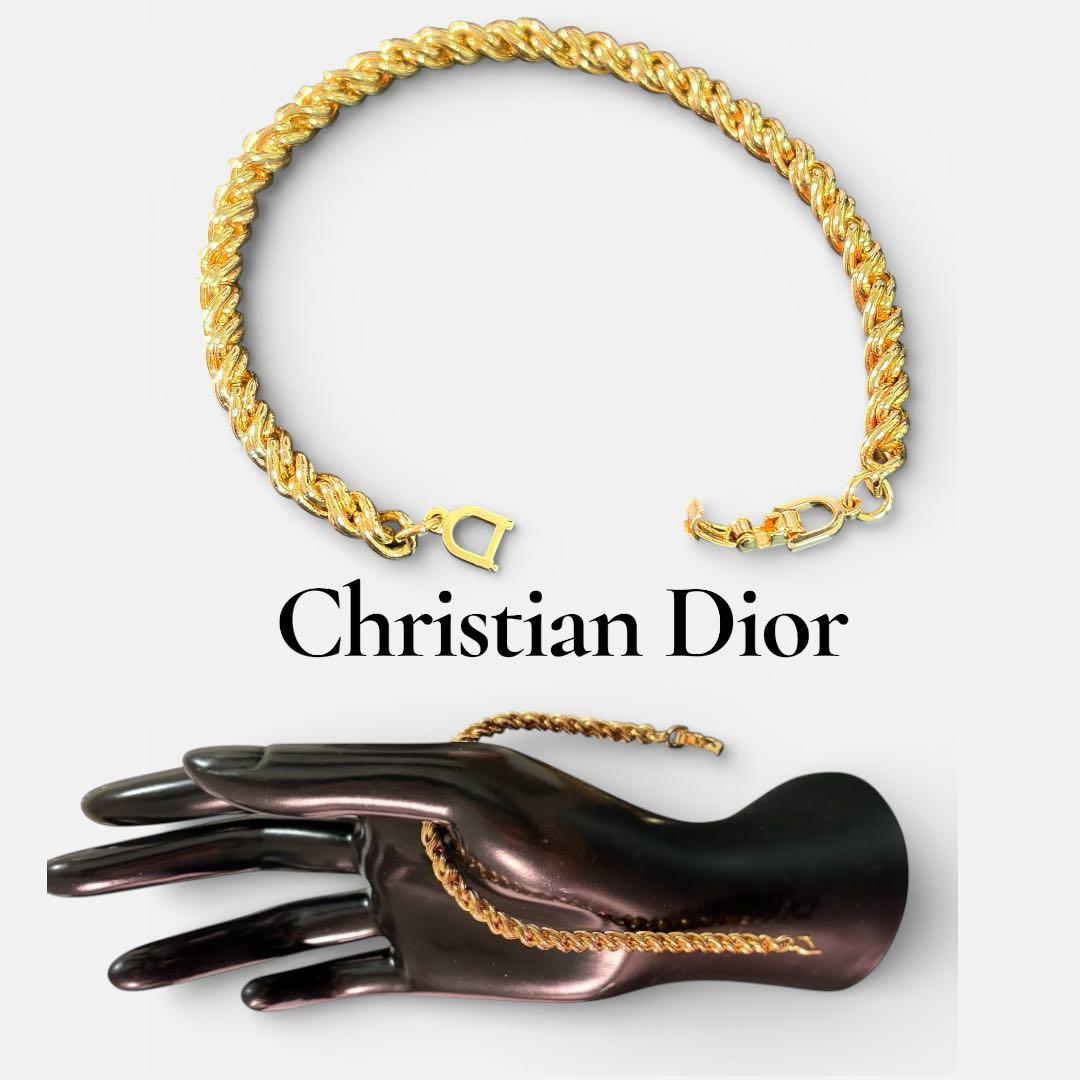 89　極美品　ディオール　ゴールド ツイストデザイン ブレスレット