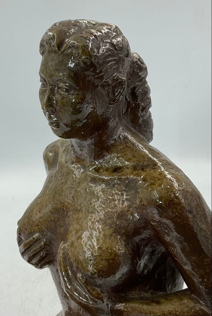 【104】★昭和初期の名工　陶彫作家　岡本錦朋先生　備前焼裸婦像★