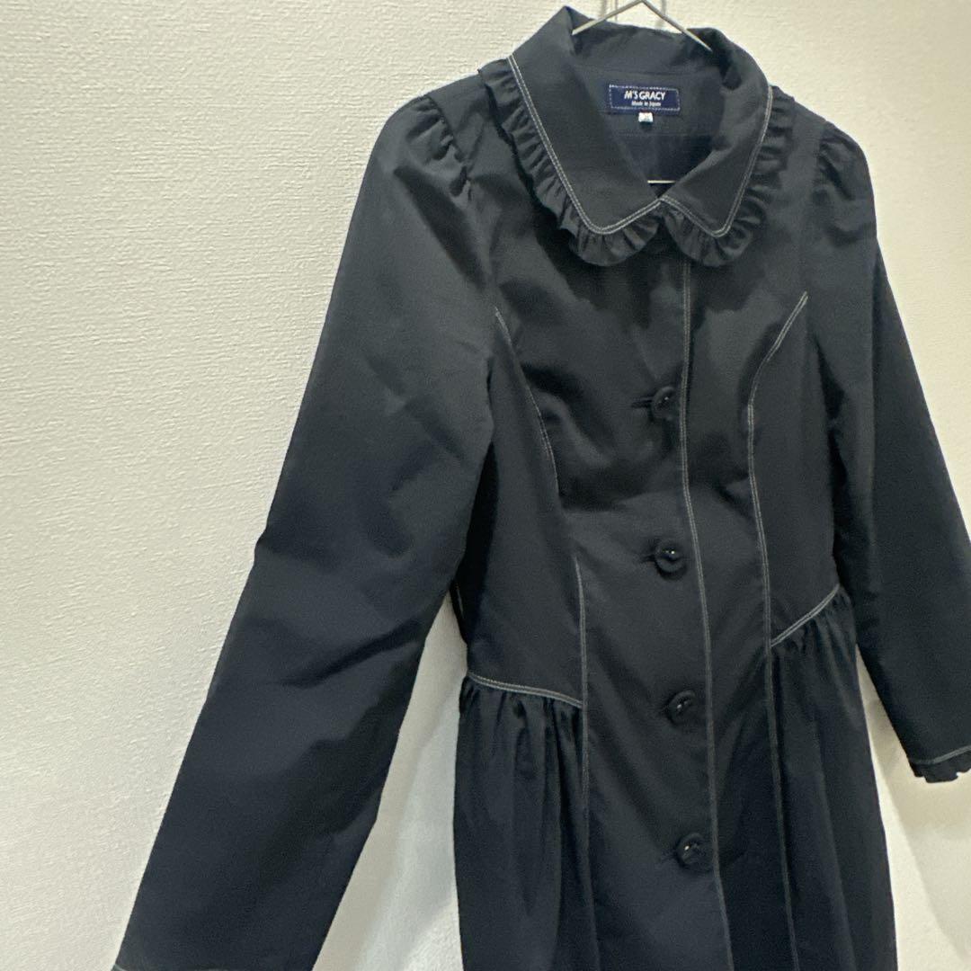 ✾近年モデル✾エムズグレイシー トレンチコート ロングコート リボン フリル 黒