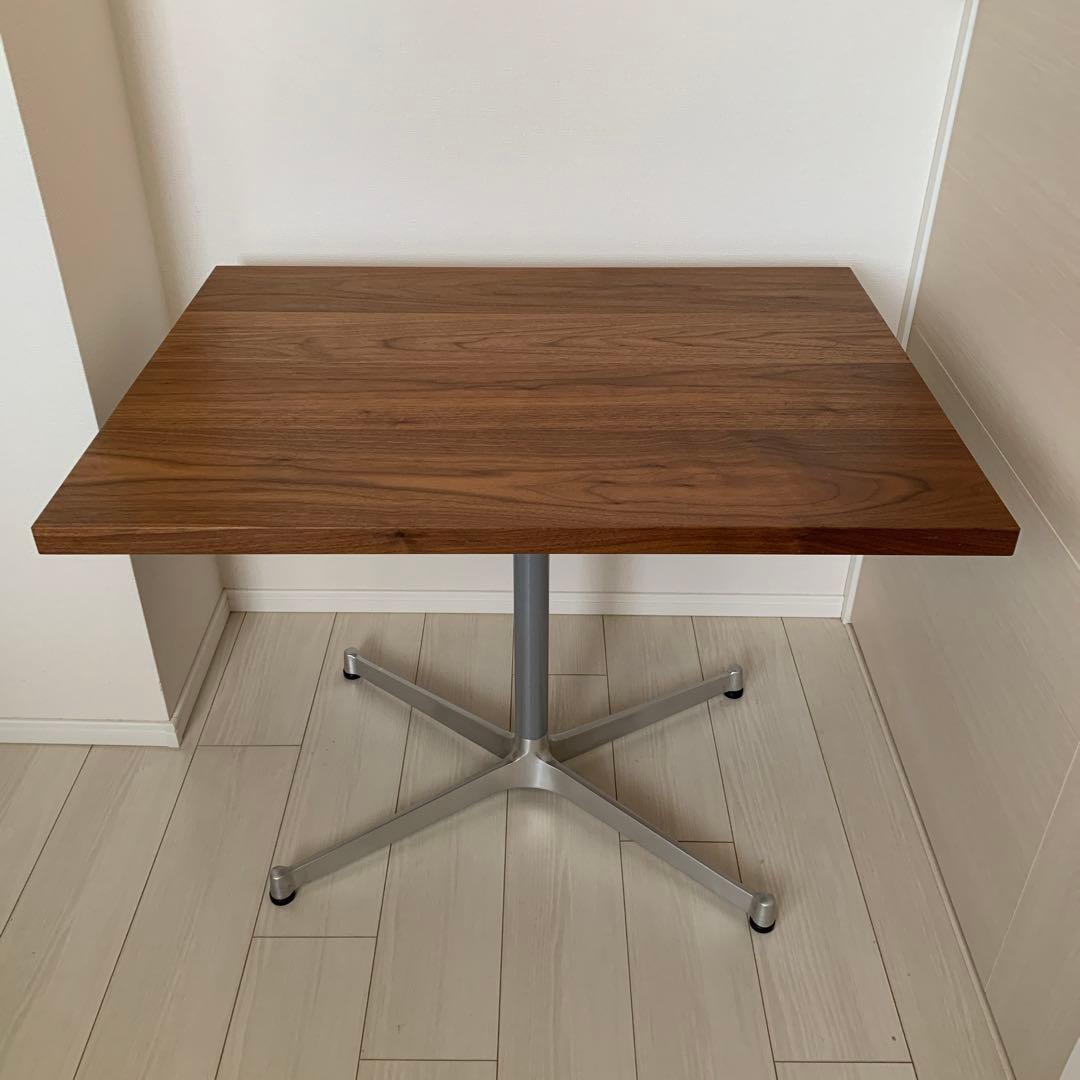 greeniche カフェテーブル ウォルナット シルバー脚 80×60×61