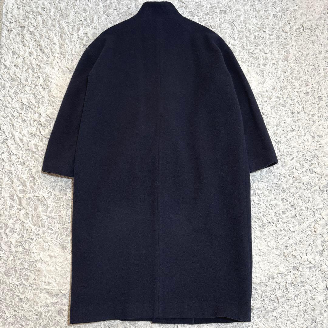 美品　ミズイロインド ウール チェスターコート スタンドカラー　1B ネイビー