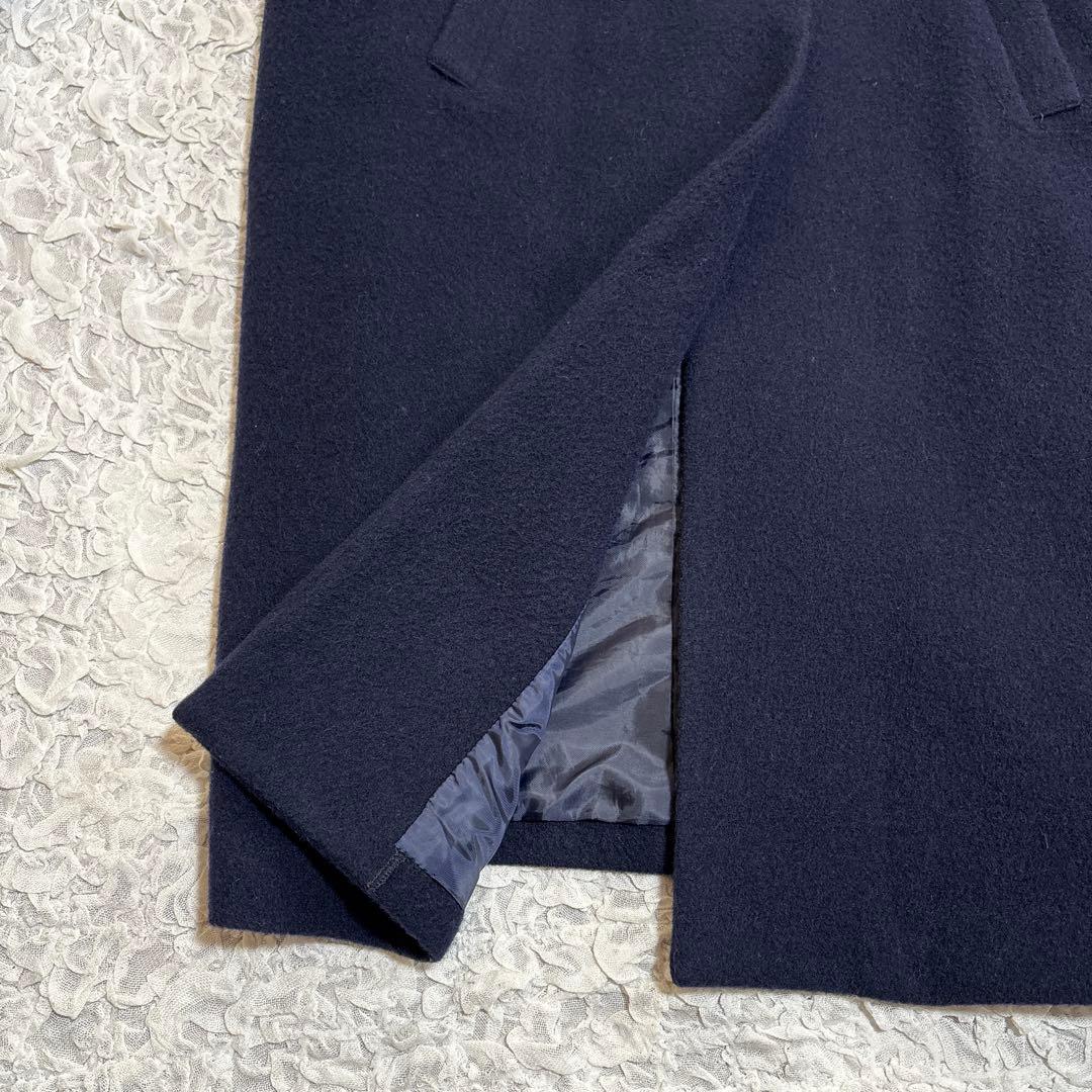 美品　ミズイロインド ウール チェスターコート スタンドカラー　1B ネイビー