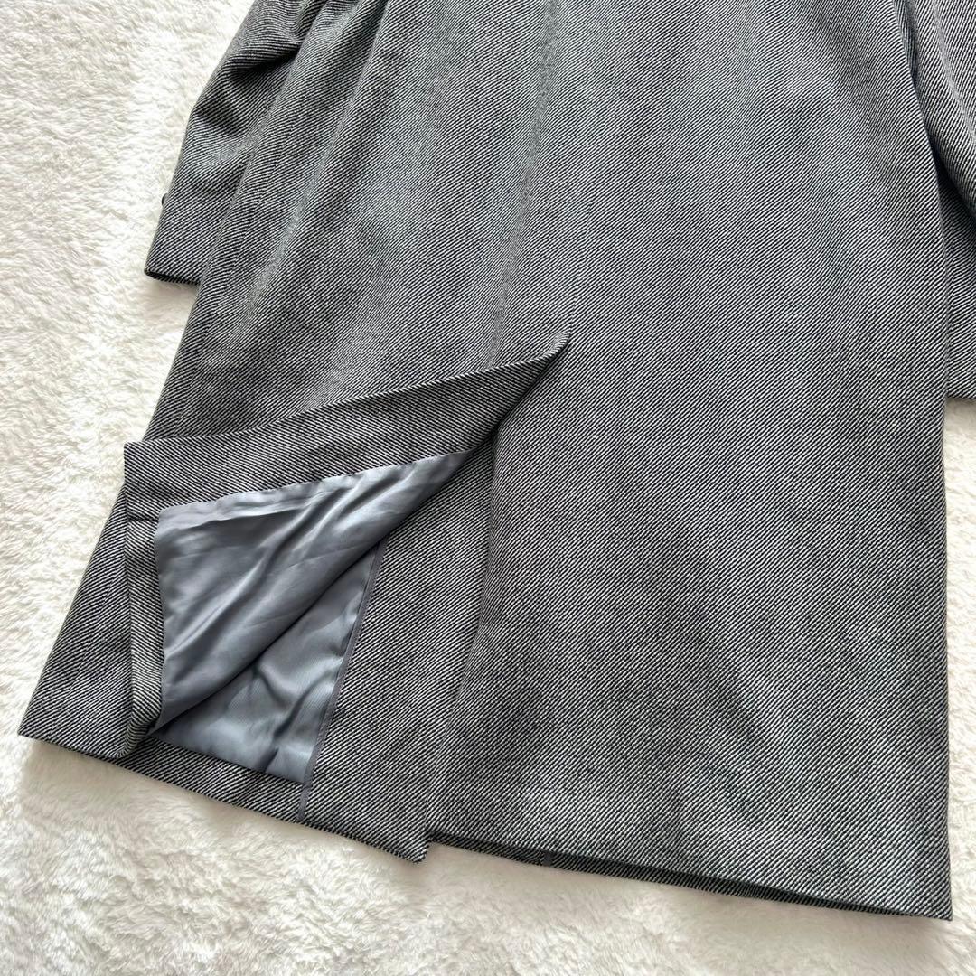 【高級】イヴサンローラン カシミヤ ヘリンボーン ロング 比翼コート XL