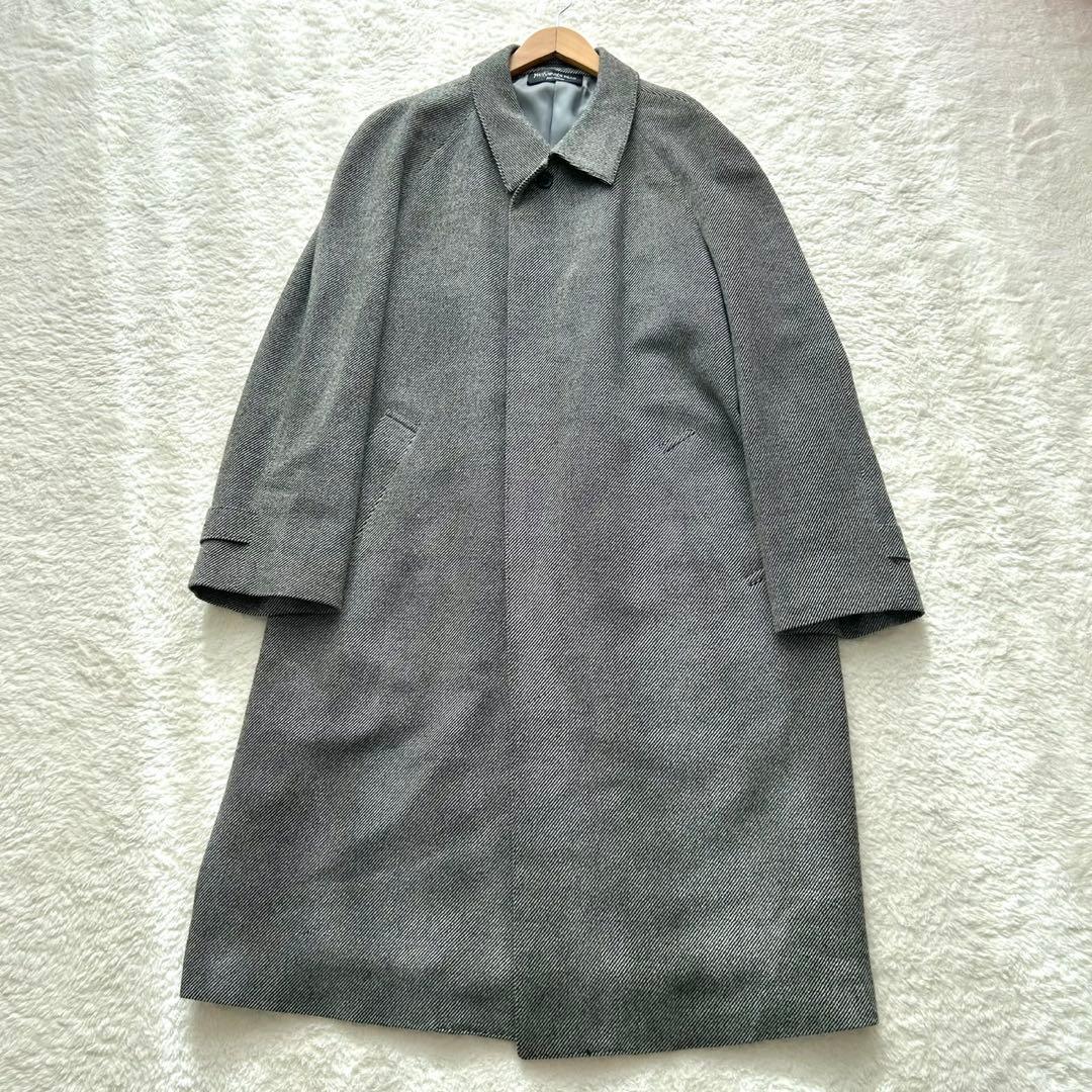 【高級】イヴサンローラン カシミヤ ヘリンボーン ロング 比翼コート XL