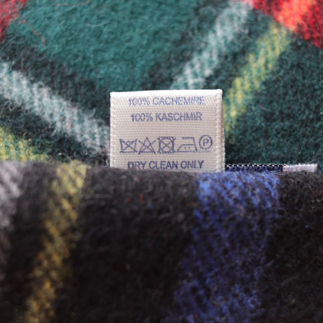 5384【美品】ジョンストンズ 大判ストール カシミヤ100％ チェック