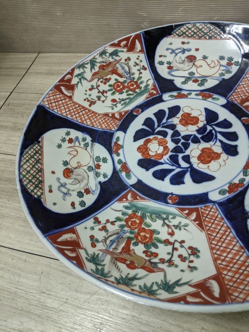希少特大皿　古伊万里色絵図大皿　直径約47cm 飾り皿