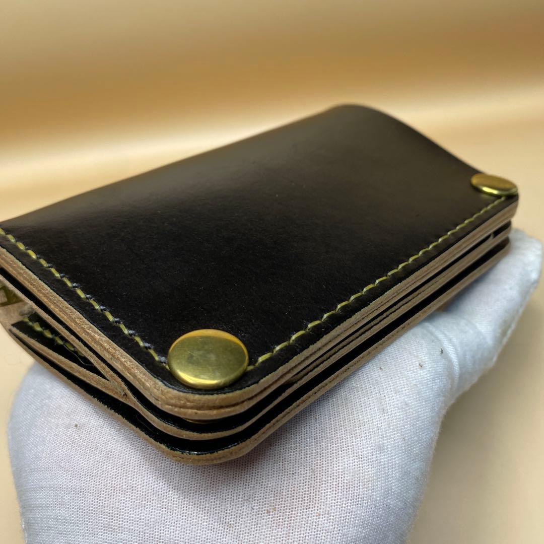 無骨 艶 マチ お札折らずに収納できる手染めミドルトラッカーウォレット BTW