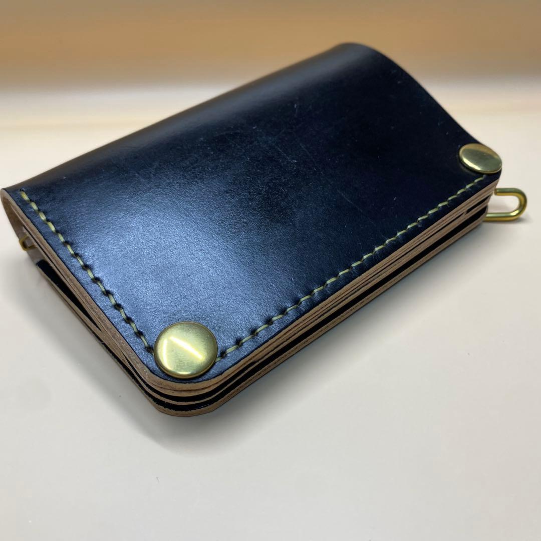 無骨 艶 マチ お札折らずに収納できる手染めミドルトラッカーウォレット BTW