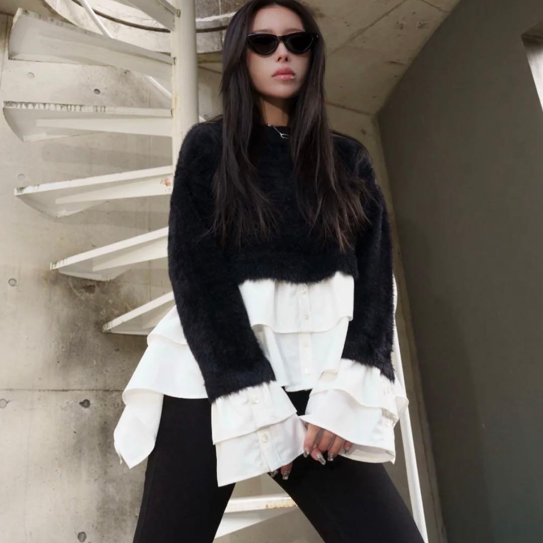 【新品】Glamlips グラムリップス ニット シャツ ブラウス レイヤード