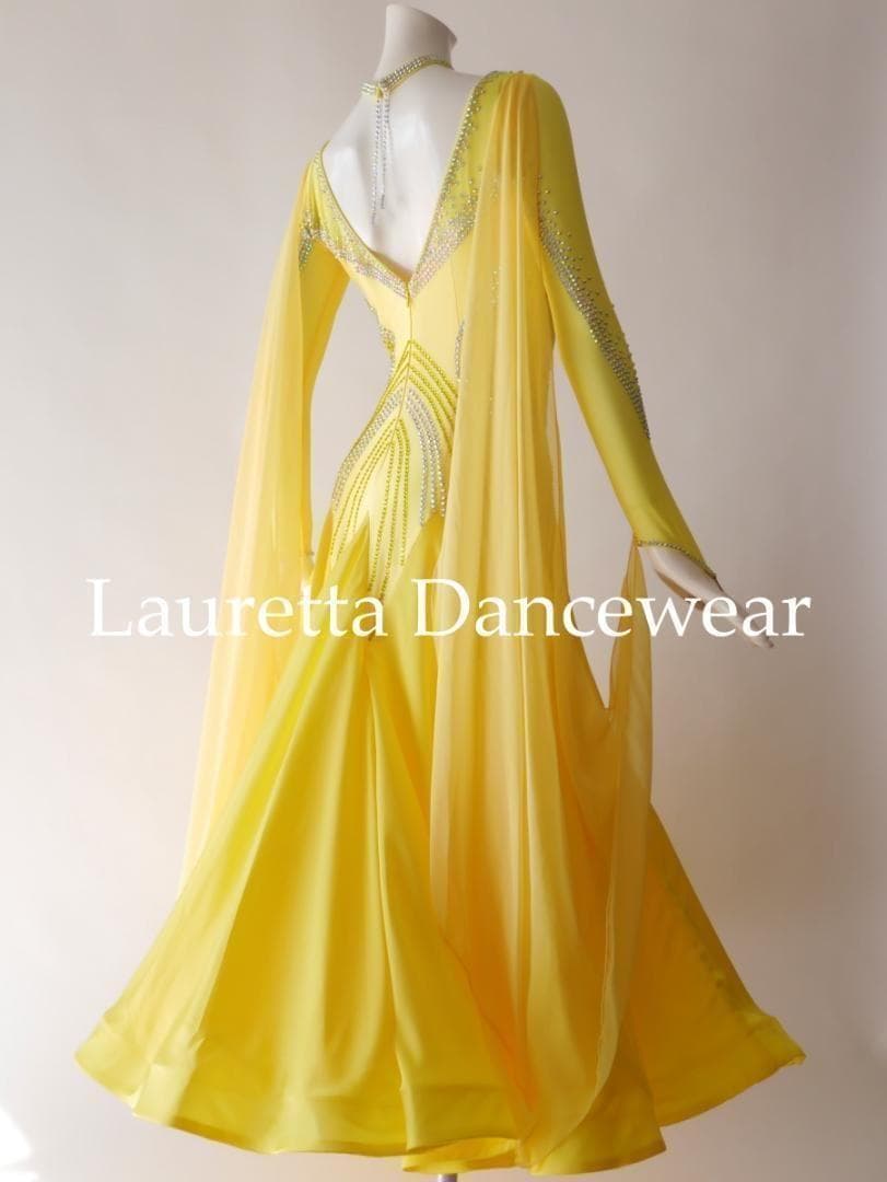 新品未使用 社交ダンス ドレス 衣装 スタンダード Ｍ レモンイエロー