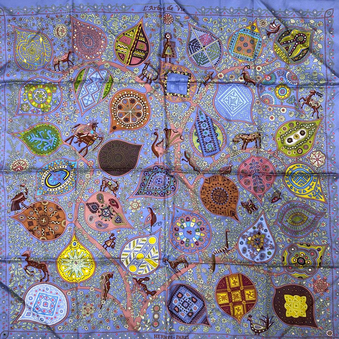 【極美品】エルメス　HERMES カレ90 生命の木　エルメス　生き物