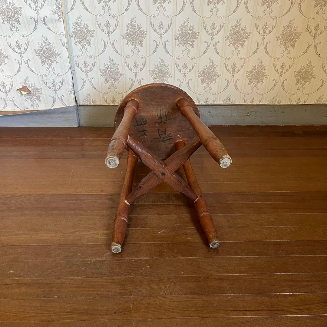 【アンティーク】木製 スツール 丸椅子 花台 昭和レトロ 古民具 古家具