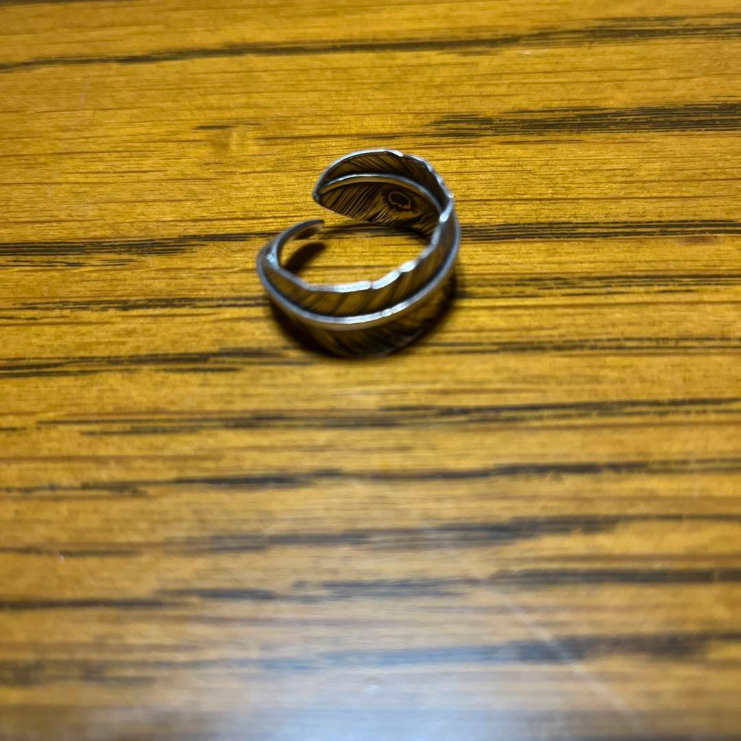 葉模様 金属製 調整可能リング