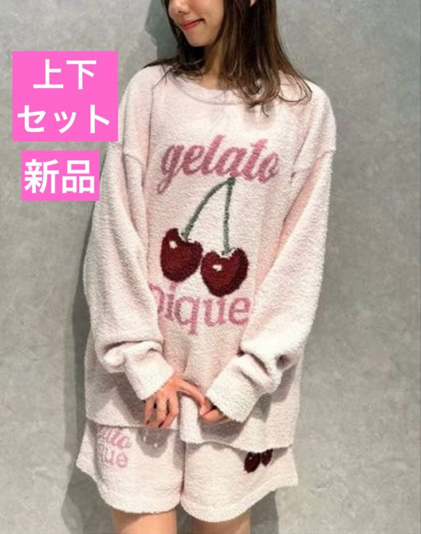 【新品】ジェラートピケ　ベビモコチェリージャガードプルオーバー&ショートパンツ