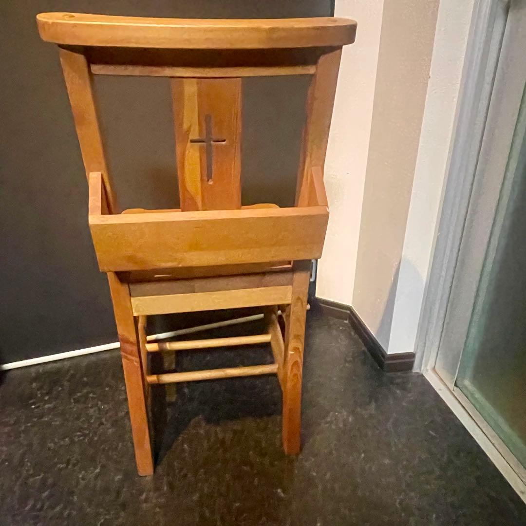 バッククロス チャーチチェア 英国 ヴィンテージ 協会 教会 椅子 聖書ボックス