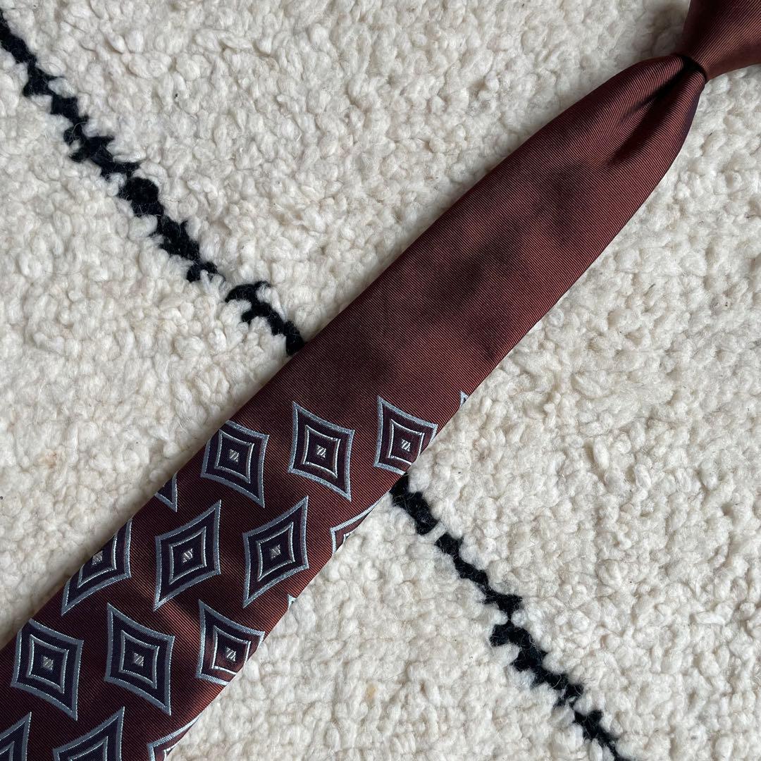 FRANCO BASSI for BEAMS F パネル幾何柄ジャカードタイ