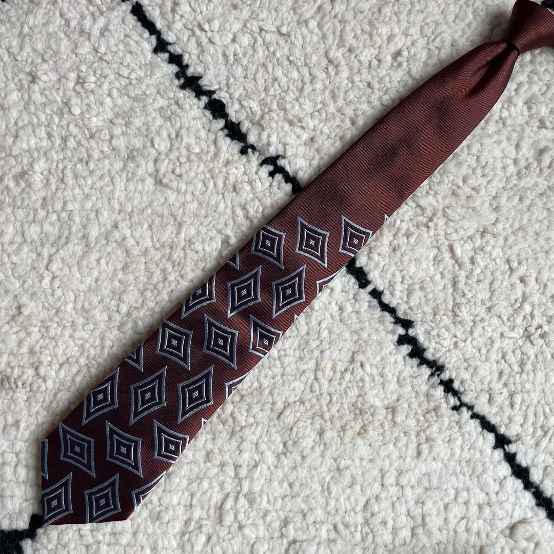 FRANCO BASSI for BEAMS F パネル幾何柄ジャカードタイ