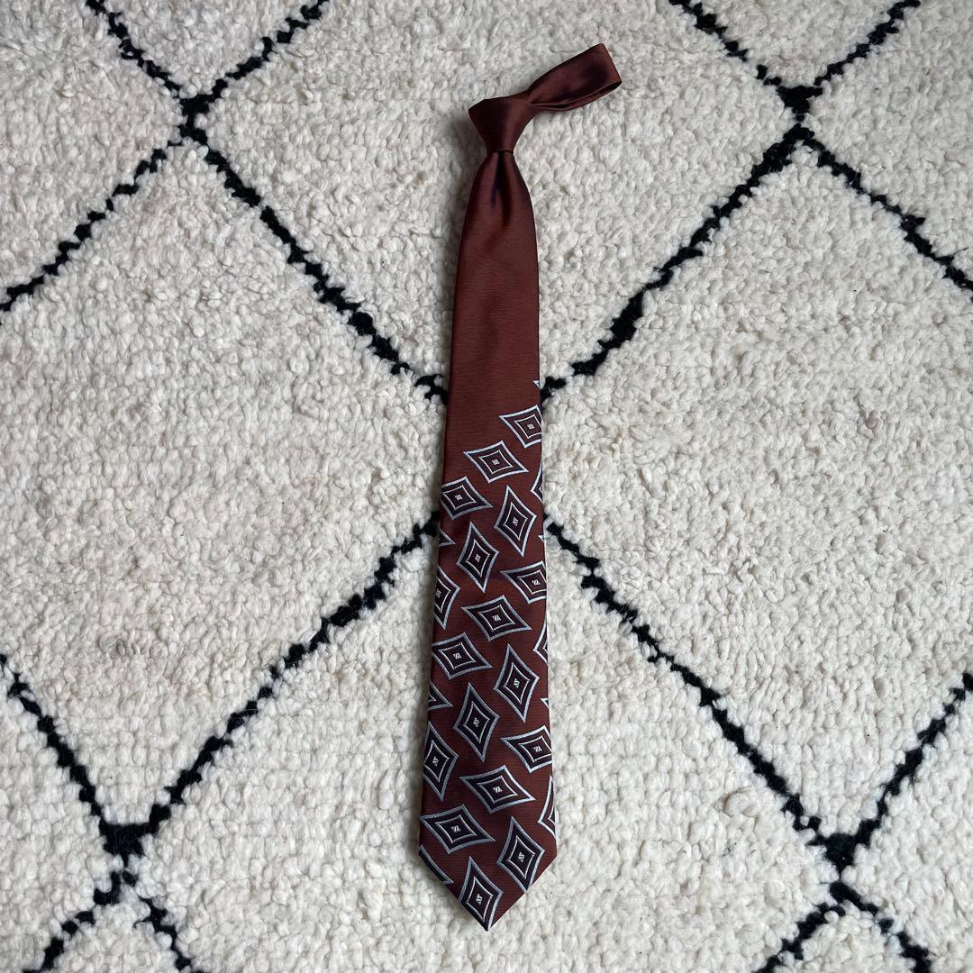 FRANCO BASSI for BEAMS F パネル幾何柄ジャカードタイ